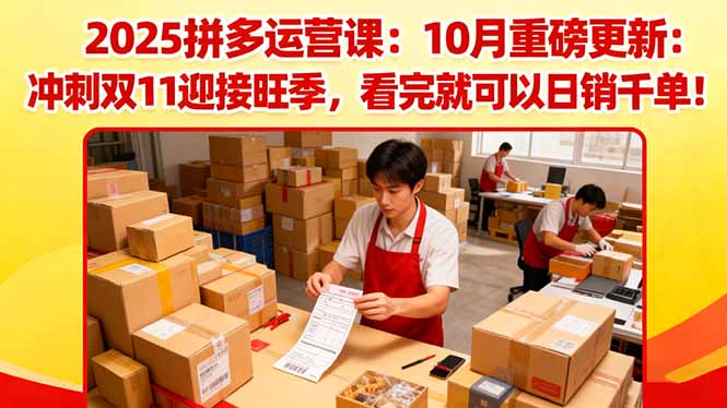 2025拼多多运营课：10月重磅更新：冲刺双11迎接旺季，看完就可以日销千单-奇奇网创