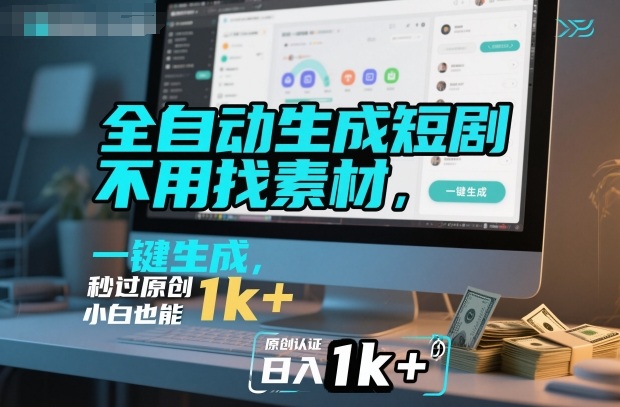 全自动生成短剧，不用找素材，不用剪辑，一键生成，秒过原创，小白也能轻松日入1k+【揭秘】-奇奇网创