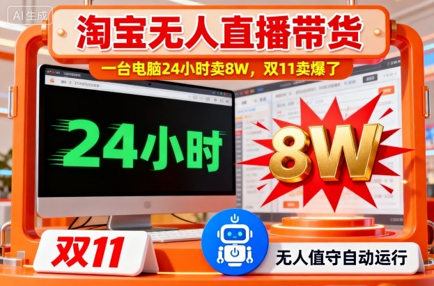 淘宝无人直播带货，一台电脑214小时卖8W，双11卖爆了【揭秘】-奇奇网创