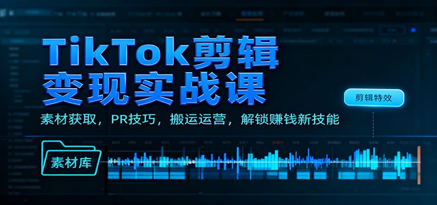 TikTok剪辑变现实战课：素材获取，PR技巧，搬运运营，解锁赚钱新技能-奇奇网创