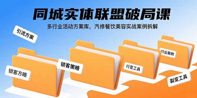 同城实体联盟破局课，多行业活动方案库，汽修餐饮美容实战案例拆解-奇奇网创