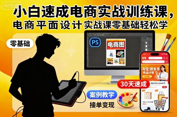 小白速成电商实战训练课，电商平面设计实战课零基础轻松学-奇奇网创