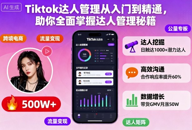Tiktok达人管理从入门到精通，助你全面掌握达人管理秘籍-奇奇网创