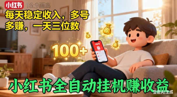 小红书自动挂G賺收益，每天稳定收入，多号多賺，一天三位数【揭秘】-奇奇网创