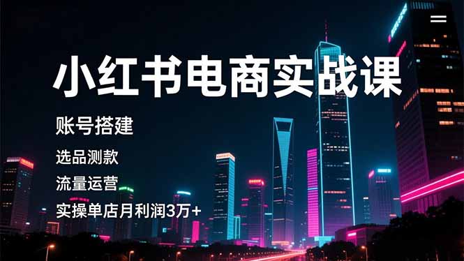 小红书电商实战课，账号搭建，选品测款，流量运营，实操月利润3万+-奇奇网创
