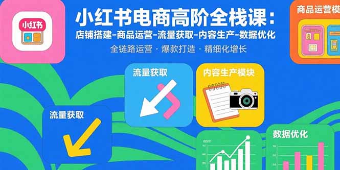 小红书电商高阶全栈课：店铺搭建-商品运营-流量获取-内容生产-数据优化-奇奇网创