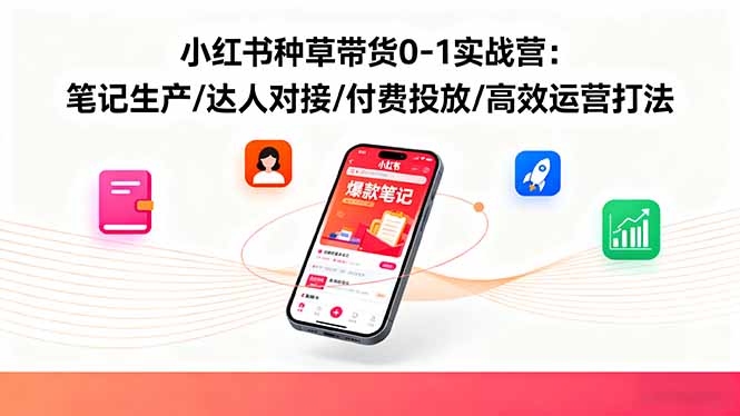 小红书种草带货0-1实战营：笔记生产/达人对接/付费投放/高效运营打法-奇奇网创