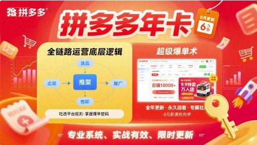 拼多多年卡【8月更新6节】拼多多全链路运营底层逻辑，超级爆单术-奇奇网创