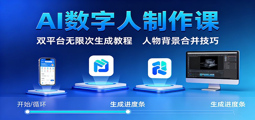 AI数字人制作课:双平台无限次生成教程,人物背景合并技巧-奇奇网创