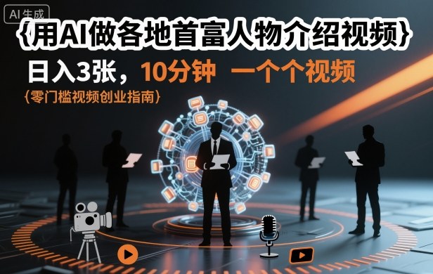 用AI做各地首富人物介绍视频，日入3张，10分钟一个视频-奇奇网创