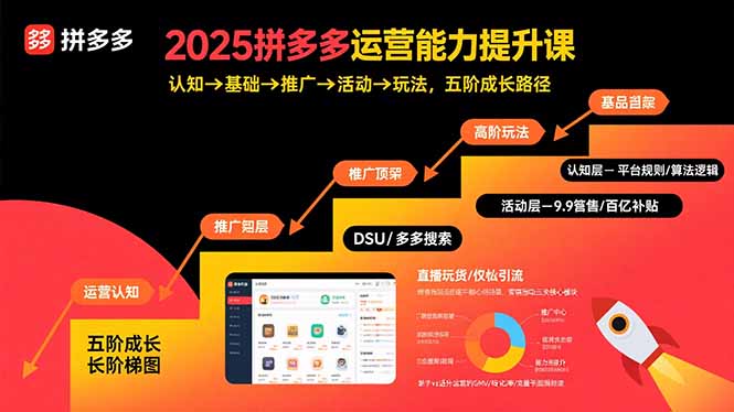 2025拼多多运营能力提升课：认知→基础→推广→活动→玩法，五阶成长路径-奇奇网创
