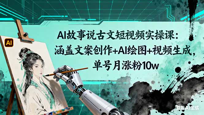 AI故事说古文短视频实操课：涵盖文案创作+AI绘图+视频生成，单号月涨粉10w-奇奇网创