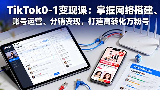 TikTok0-1变现课：掌握网络搭建、账号运营、分销变现，打造高转化万粉号-奇奇网创