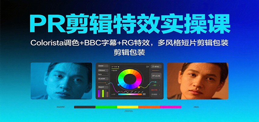 PR剪辑特效实操课:Colorista调色+BBC字幕+RG特效,多风格短片剪辑包装-奇奇网创