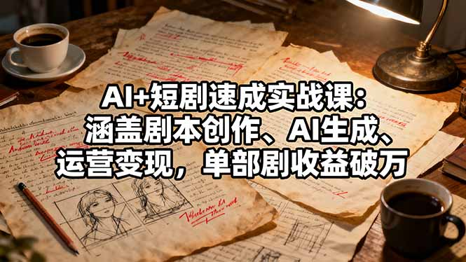 AI+短剧速成实战课：涵盖剧本创作、AI生成、运营变现，单部剧收益破万-奇奇网创