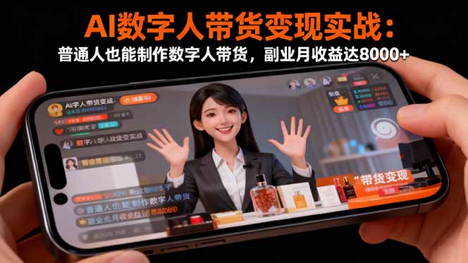 AI数字人带货变现实战：普通人也能制作数字人带货，副业月收益达8000+-奇奇网创