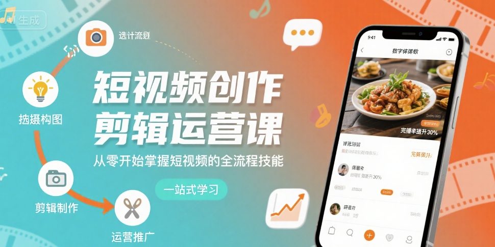 短视频创作剪辑运营课，从零开始掌握短视频的全流程技能-奇奇网创