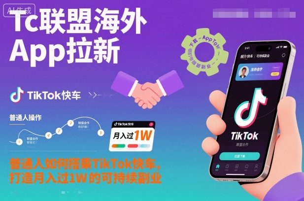 Tc联盟海外App拉新：普通人如何搭乘TikTok快车，打造月入过1W的可持续副业-奇奇网创