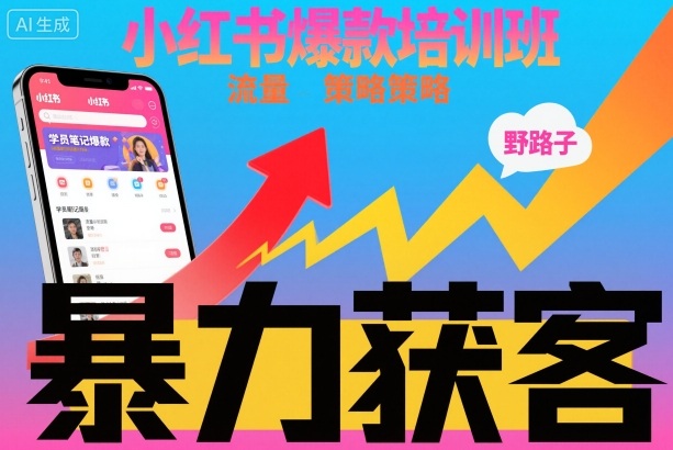 小红书爆款培训班，小红书获客野路子流量打法，暴力持续获客-奇奇网创