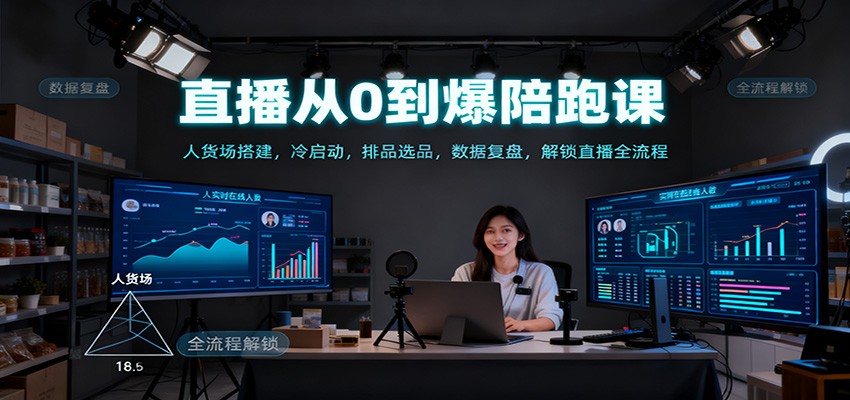 直播从0到爆陪跑课：人货场搭建，冷启动，排品选品，数据复盘，解锁直播全流程-奇奇网创