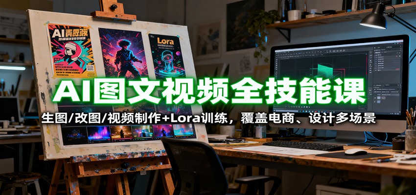 AI图文视频全技能课：生图/改图/视频制作+Lora训练，覆盖电商 、设计多场景-奇奇网创