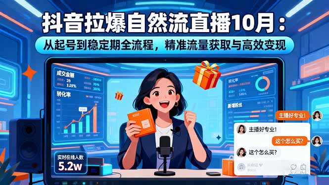 抖音拉爆自然流直播10月：从起号到稳定期全流程，精准流量获取与高效变现-奇奇网创