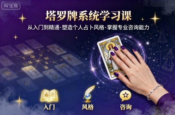 塔罗牌系统学习课，助你从入门到精通，塑造个人占卜风格，掌握专业咨询能力-奇奇网创