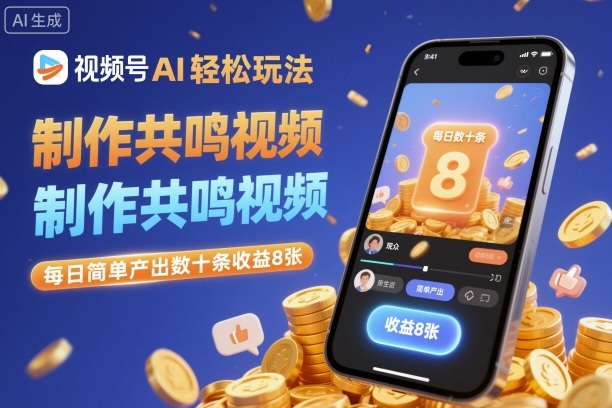 视频号AI轻松玩法，制作共鸣视频，每日简单产出数十条收益8张-奇奇网创