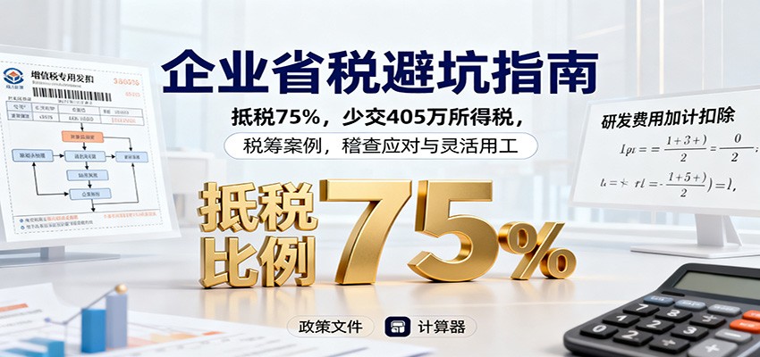 企业省税避坑指南：抵税75%，少交405万所得税，税筹案例，稽查应对与灵活用工-奇奇网创