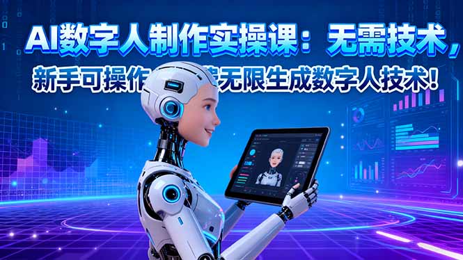 AI数字人制作实操课：无需技术，新手可操作，免费无限生成数字人技术！-奇奇网创