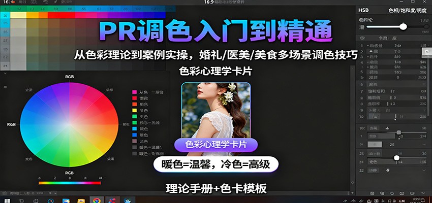 PR调色入门到精通：从色彩理论到案例实操，婚礼/医美/美食多场景调色技巧-奇奇网创