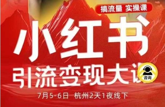 小红书引流变现7月线下大课，一次性讲透小红书笔记、矩阵、投放、引流、转化的全流程SOP-奇奇网创