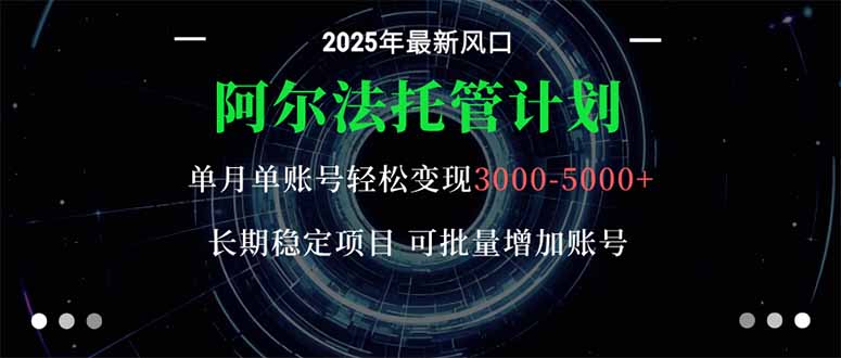 阿尔法托管计划 单账号月入3000-5000，长期稳定项目，新手小白轻松上手。-奇奇网创