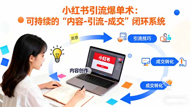小红书引流爆单术：构建一套低成本 可持续的“内容-引流-成交”闭环系统-奇奇网创
