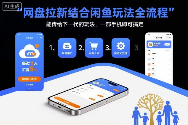 网盘拉新结合闲鱼玩法全流程，能传给下一代的玩法，一部手机即可搞定(附入口渠道以及实操教程)-奇奇网创