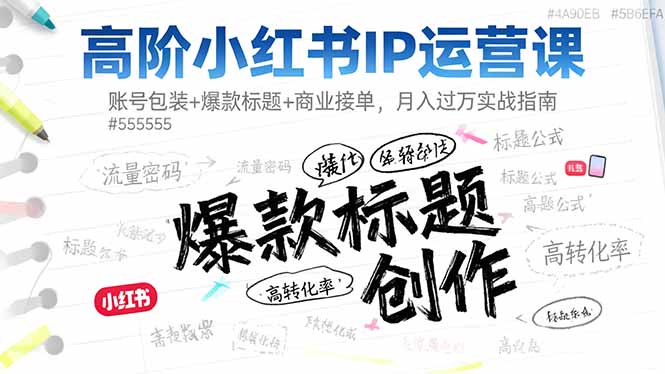 高阶小红书IP运营课：账号包装+爆款标题+商业接单，月入过万实战指南-奇奇网创