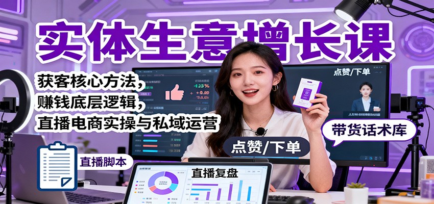 实体生意增长课：获客核心方法，赚钱底层逻辑，直播电商实操与私域运营-奇奇网创