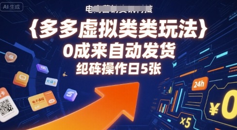 多多虚拟类目玩法，0成本全自动发货，矩阵操作日5张-奇奇网创