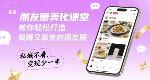 朋友圈美化课堂，教你轻松打造，吸睛又吸金的朋友圈，私域不看，变现少一半-奇奇网创