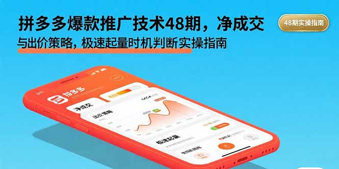 拼多多爆款推广技术48期，净成交与出价策略，极速起量时机判断实操指南-奇奇网创