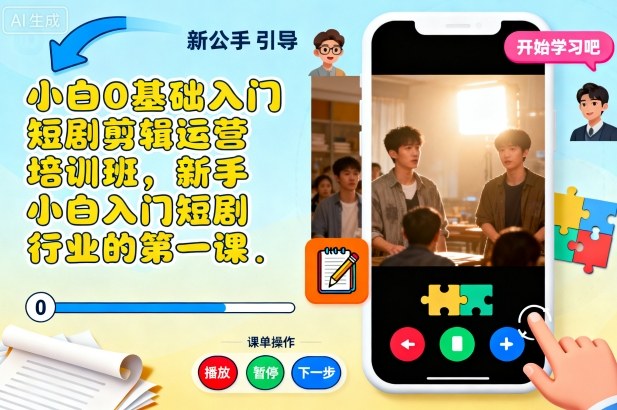 小白0基础入门短剧剪辑运营培训班，新手小白入门短剧行业的第一课-奇奇网创