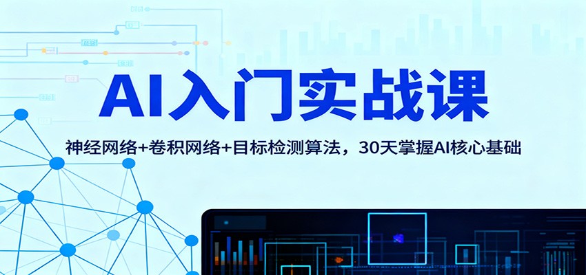 AI入门实战课：神经网络+卷积网络+目标检测算法，30天掌握AI核心基础-奇奇网创