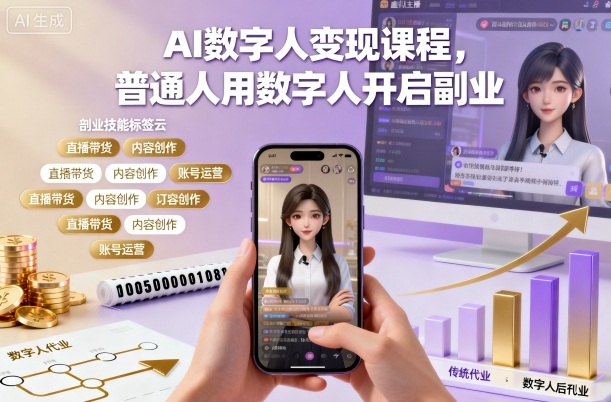 AI数字人变现课程，普通人用数字人开启副业-奇奇网创