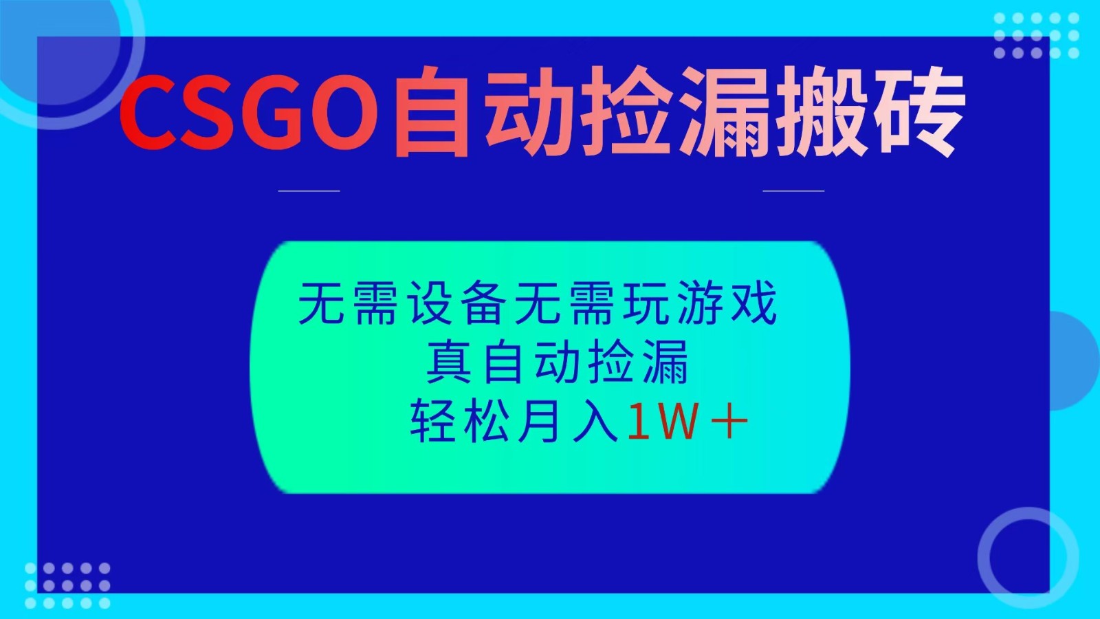 CSGO自动捡漏搬砖，当天操作当天见结果，无需了解游戏，包教包会包落地-奇奇网创
