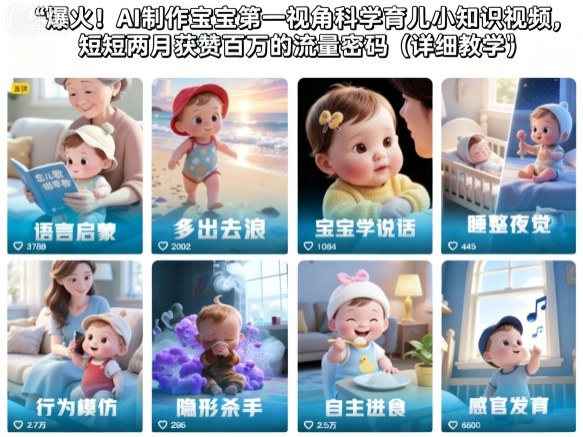 爆火！AI制作宝宝第一视角科学育儿小知识视频，短短两月获赞百万的流量密码(详细教学)-奇奇网创
