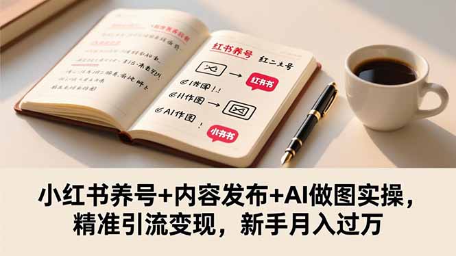 小红书养号+内容发布+AI做图实操，精准引流变现，新手月入过万-奇奇网创