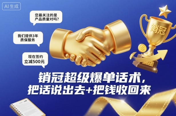 销冠超级爆单话术，把话说出去+把钱收回来-奇奇网创