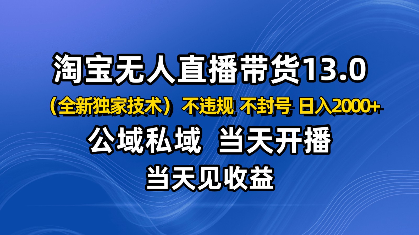 淘宝无人直播13.0，公域私域技术，不封号，不违规 布局下半年旺季赛道，日入2000+-奇奇网创