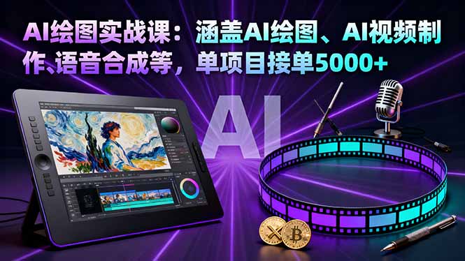 AI绘图实战课：涵盖AI绘图、AI视频制作、语音合成等，单项目接单5000+-奇奇网创