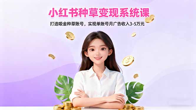 小红书种草变现系统课：打造吸金种草账号，实现单账号月广告收入3-5万元-奇奇网创